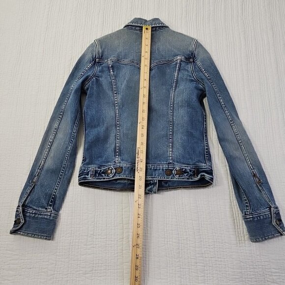 Abercrombie and Fitch Heavy Denim Jacket Women's Small Pockets Reinforced EUC LN - Picture 11 of 12